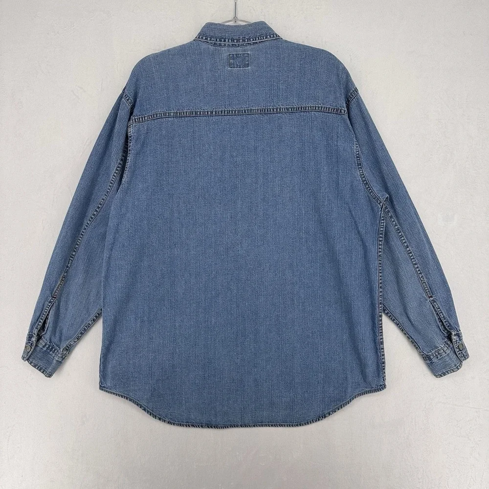 Vintage Levi's‎ Shirt Mens Large Blue Denim Metal Buttons Red Tab Hong Kong 90s